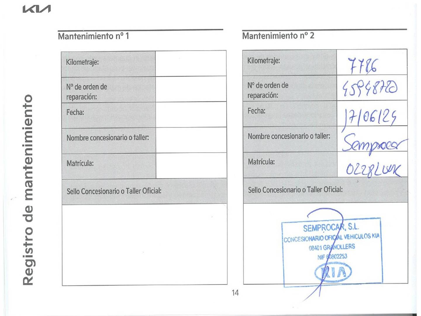 Foto del mantenimiento del KIA Rio KIA Rio 1.2 DPi Concept (84 CV)