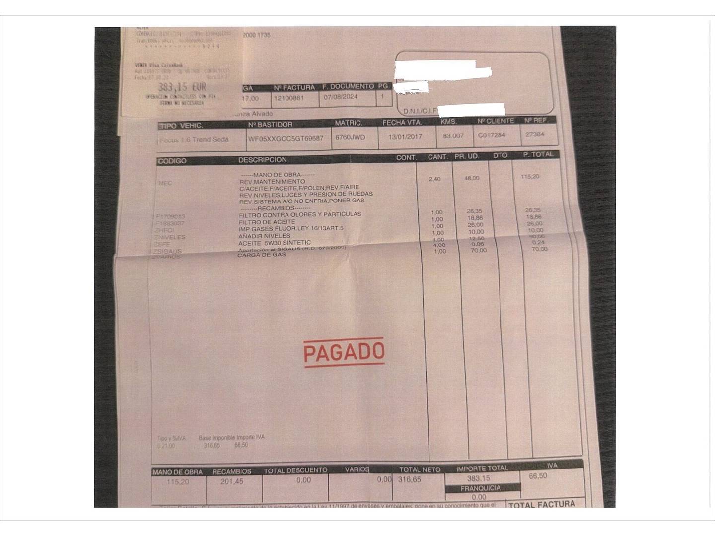 Foto del mantenimiento del Ford Focus Ford Focus 1.6 TI-VCT Trend+ PowerShift (125 CV)