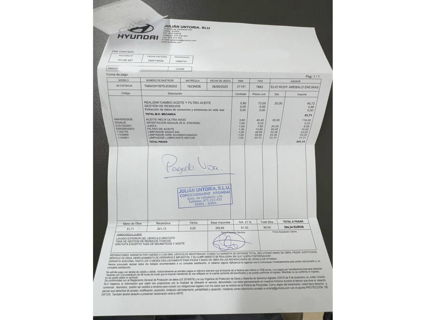 Foto del mantenimiento del Hyundai i30 Hyundai i30 Fastback 1.0 TGDI 48V Klass (100 CV)