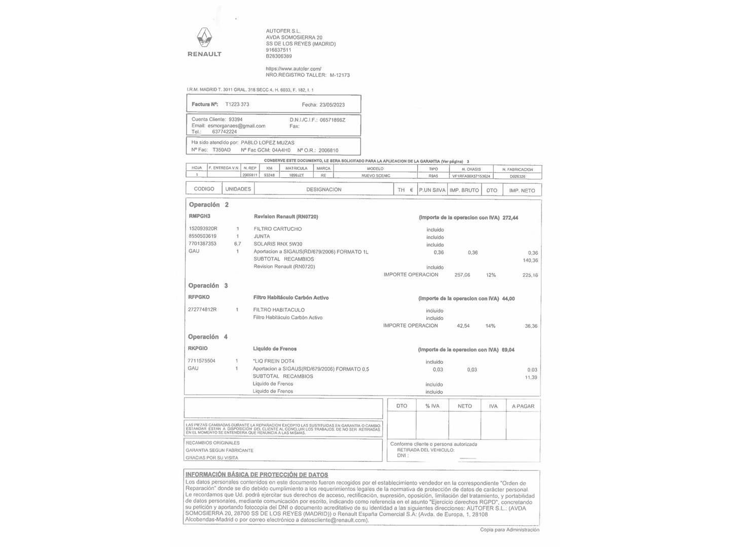 Foto del mantenimiento del Renault Grand Scénic Renault Grand Scenic dCi 160 Edition One EDC (160 CV) 7 Plazas