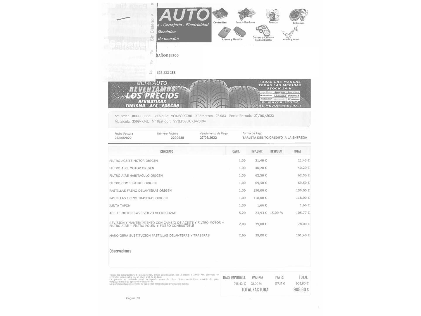 Foto del mantenimiento del Volvo XC90 Volvo XC90 XC90 D5 R-Design AWD Auto (235 CV)
