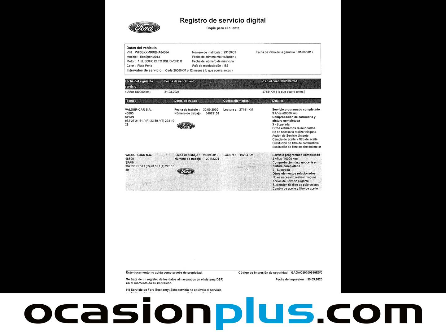 Foto del mantenimiento del Ford EcoSport Ford EcoSport 1.5 TDCi Trend (95 CV)