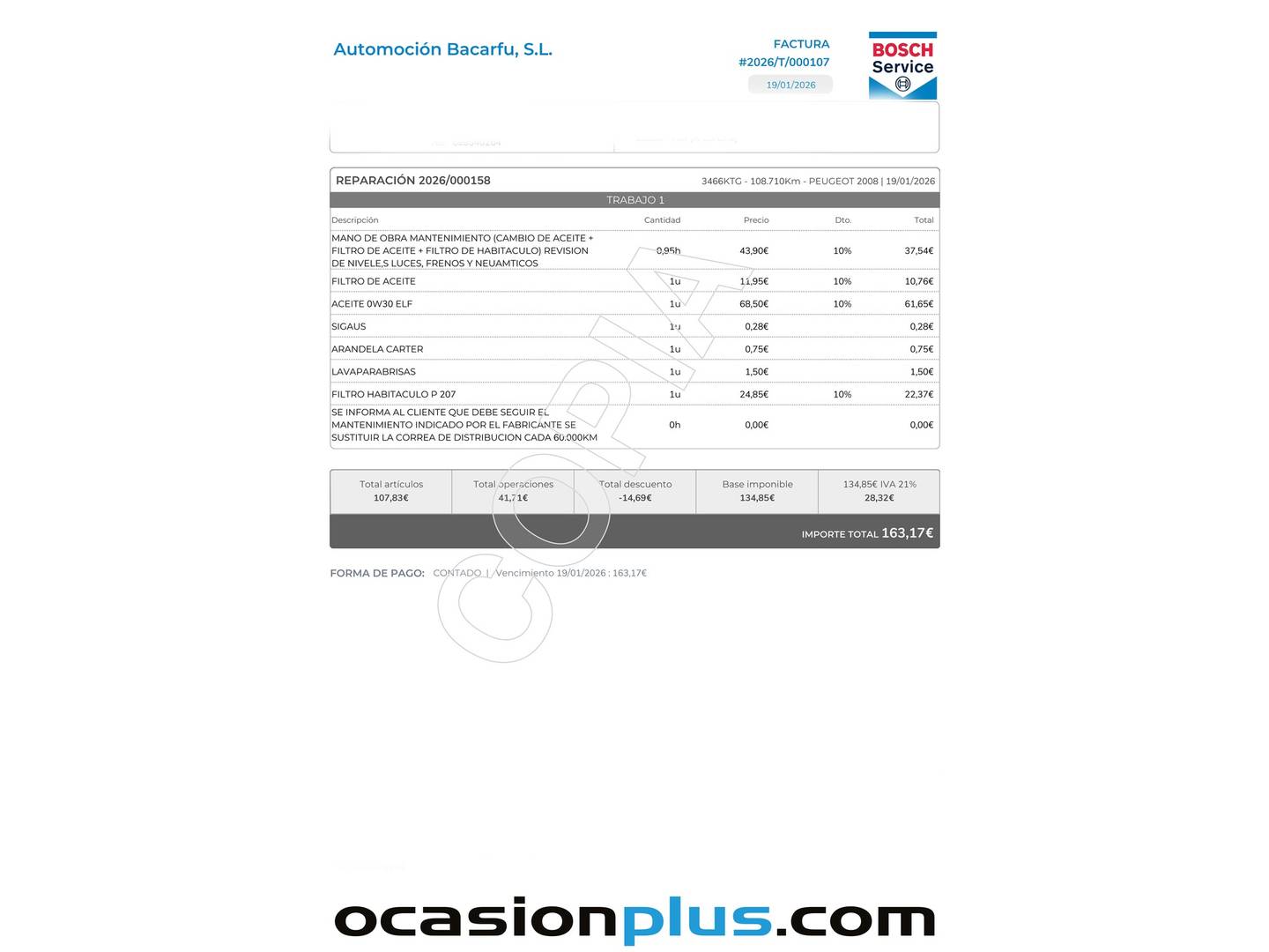 Foto del mantenimiento del Peugeot 2008 Peugeot 2008 PureTech 110 S&S Allure EAT6 (110 CV)