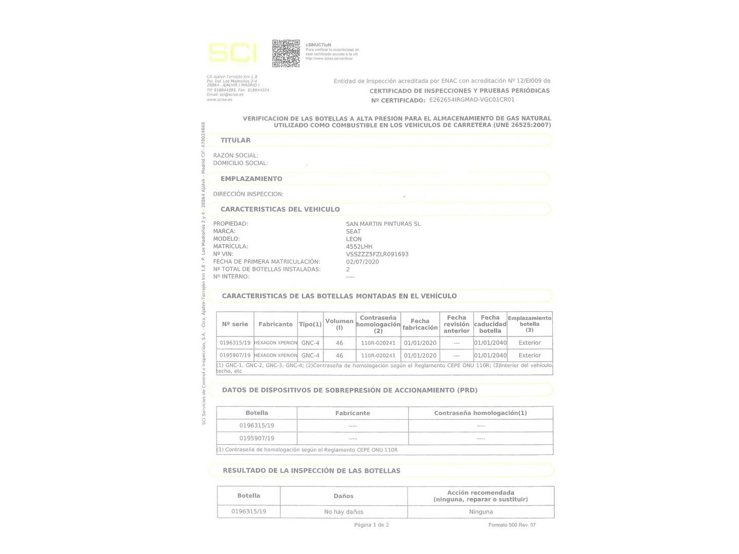 Foto del mantenimiento del Seat León Seat León ST 1.5 TGI GNC S&S Xcellence DSG (130 CV)