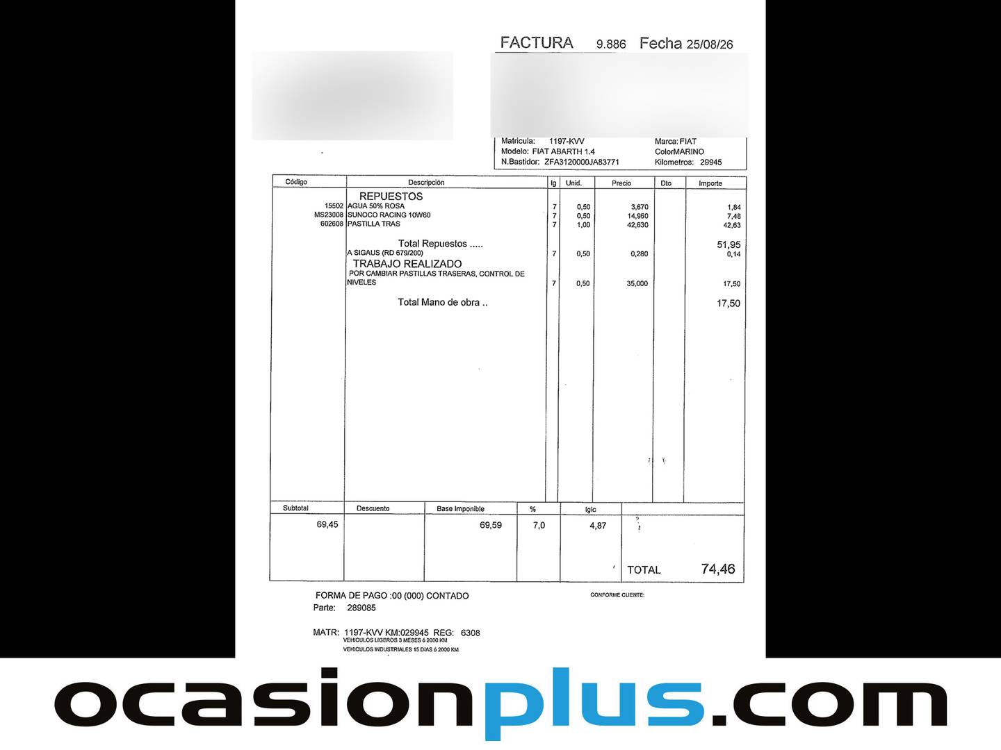 Foto del mantenimiento del Abarth 500C Abarth 500C Cabrio 1.4 16v T-Jet 595C (145 CV)