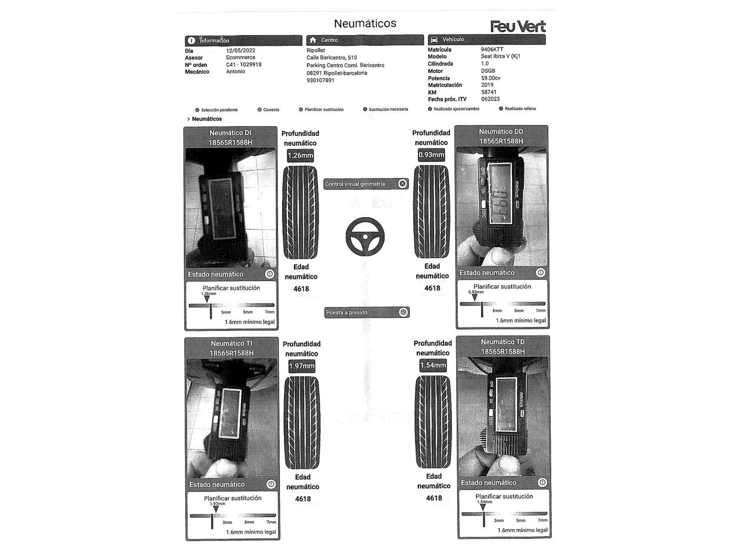 Foto del mantenimiento del Seat Ibiza Seat Ibiza 1.0 MPI S&S Reference Plus (80 CV)