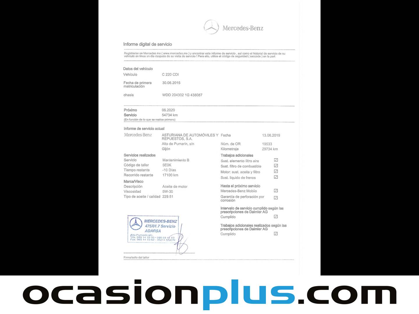 Foto del mantenimiento del Mercedes Clase C Mercedes Clase C Coupe 220 CDI (170 CV)