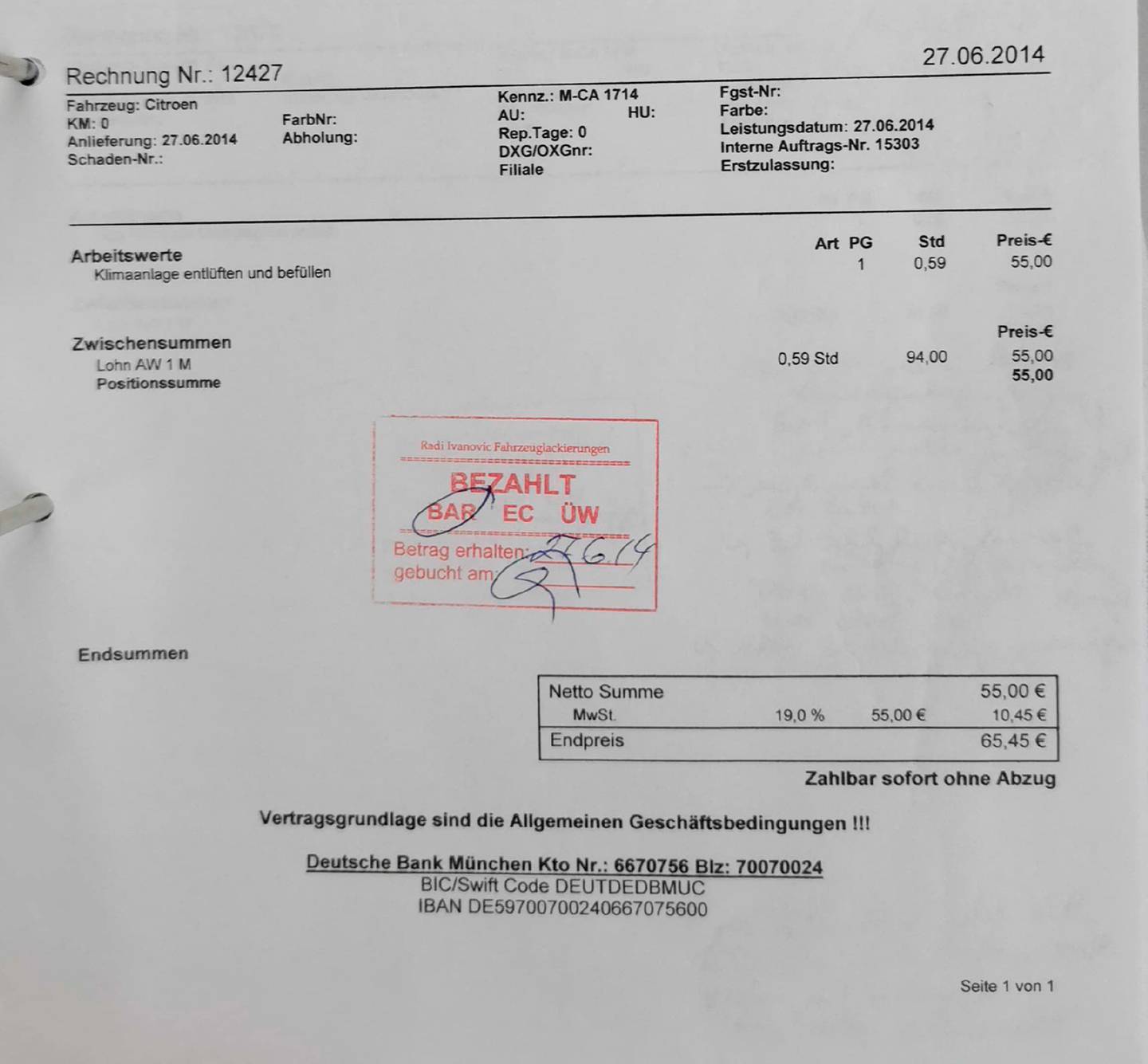 Foto del mantenimiento del Citroën C4 Citroen C4 1.6 16v Premier (110 CV)