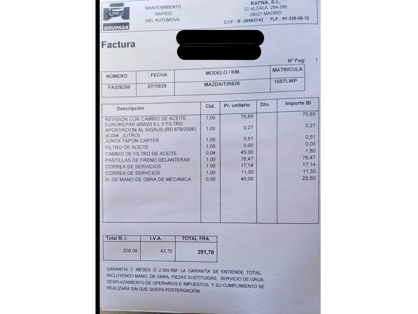 Foto del mantenimiento del Mazda CX-5 Mazda CX-5 2.0 GE Newground (165 CV)