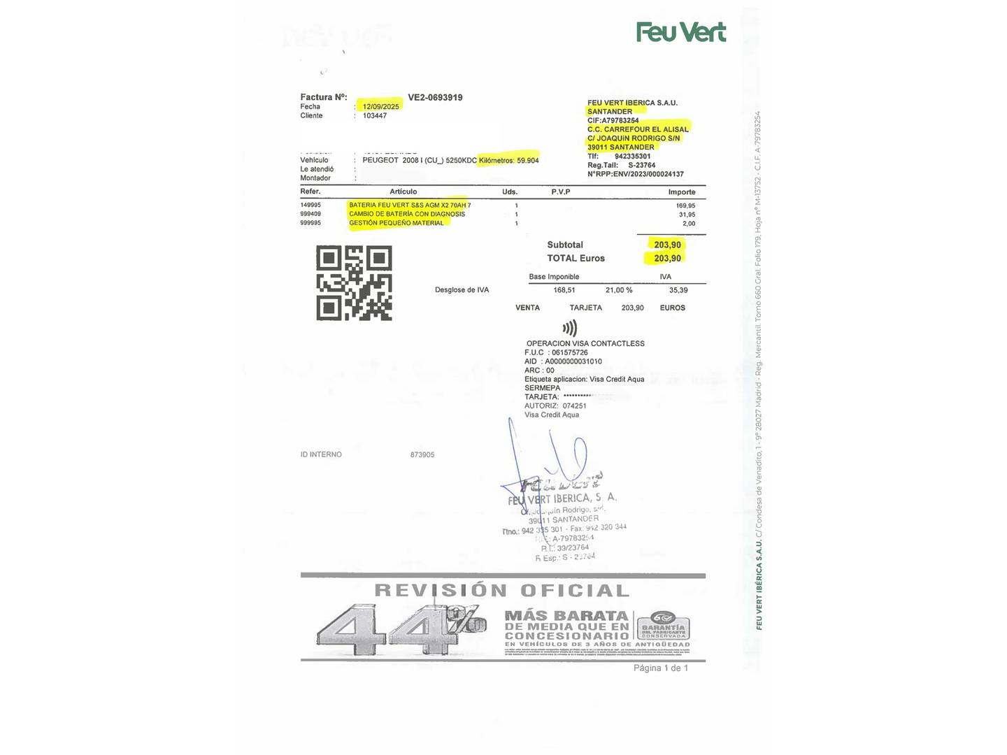 Foto del mantenimiento del Peugeot 2008 Peugeot 2008 PureTech 130 S&S Allure (130 CV)