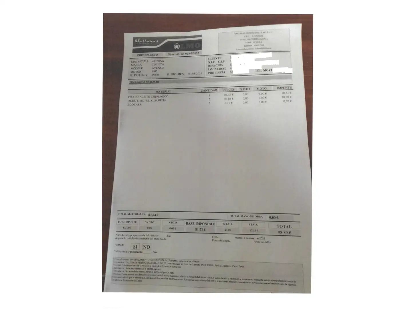 Foto Toyota Avensis Toyota Avensis 120 D Advance (124 CV)