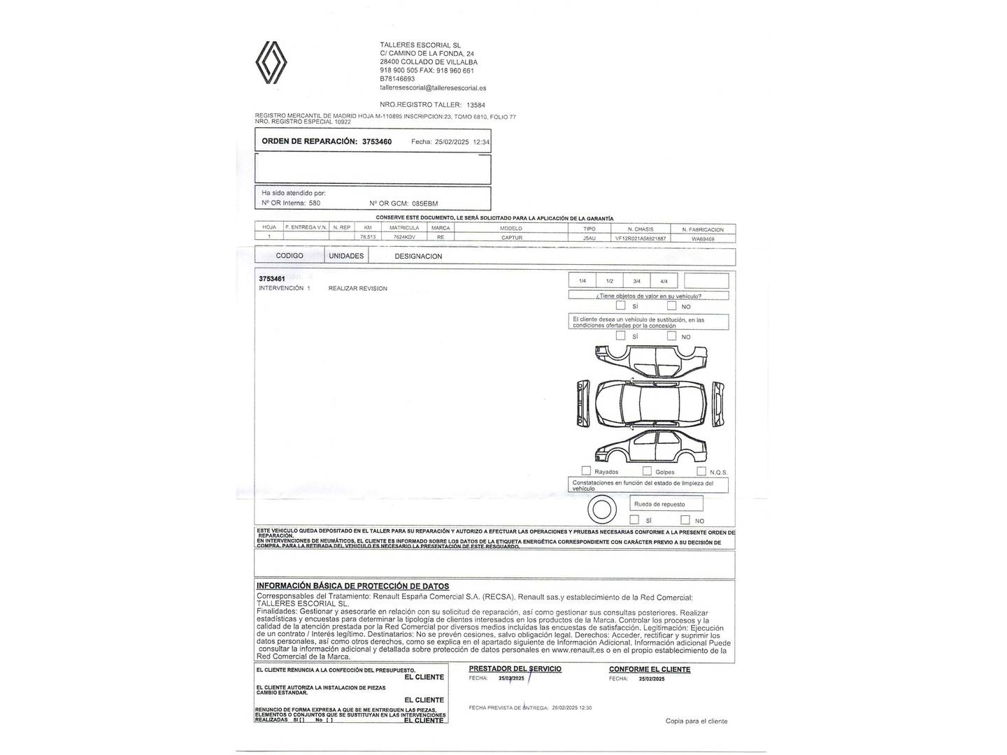 Foto del mantenimiento del Renault Captur Renault Captur Xmod Energy TCe (120 CV) EDC