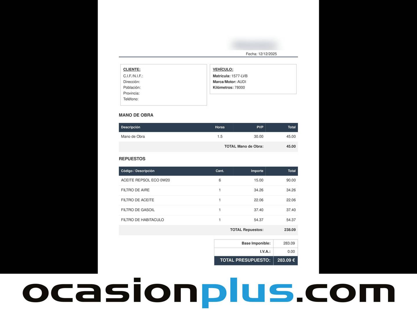 Foto del mantenimiento del Audi A4 Audi A4 S line 30 TDI (136 CV) S tronic