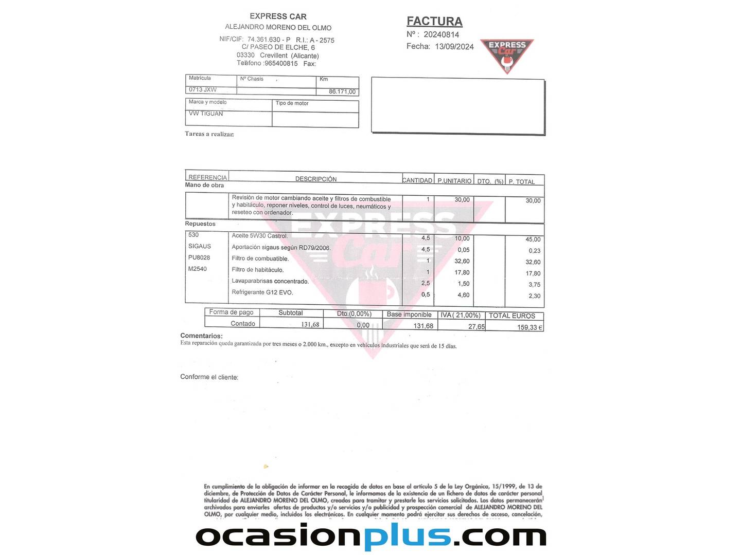 Foto del mantenimiento del Volkswagen Tiguan Volkswagen Tiguan Edition 2.0 TDI BMT (115 CV)