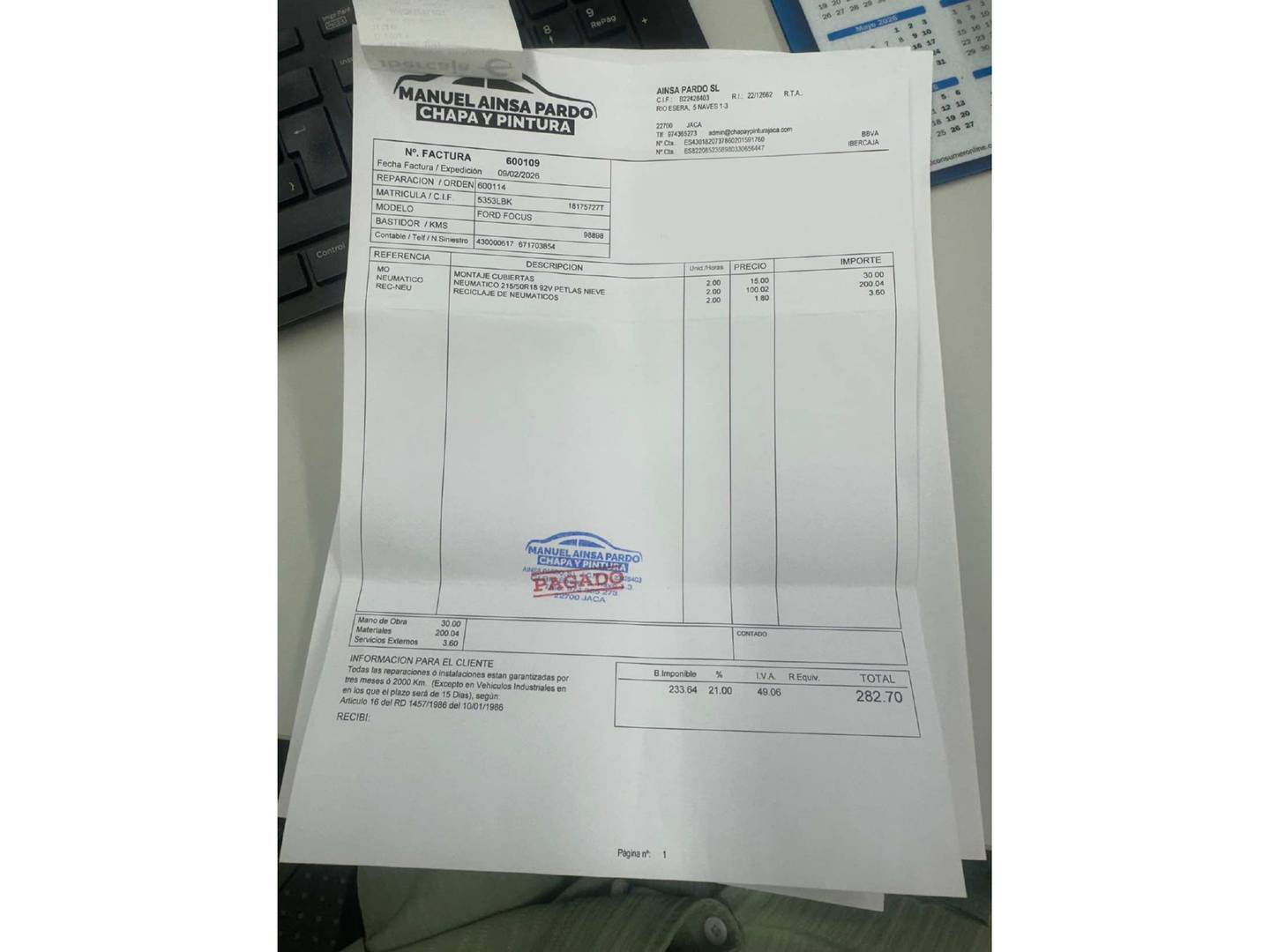 Foto del mantenimiento del Ford Focus Ford Focus 1.0 Ecoboost Active (125 CV)