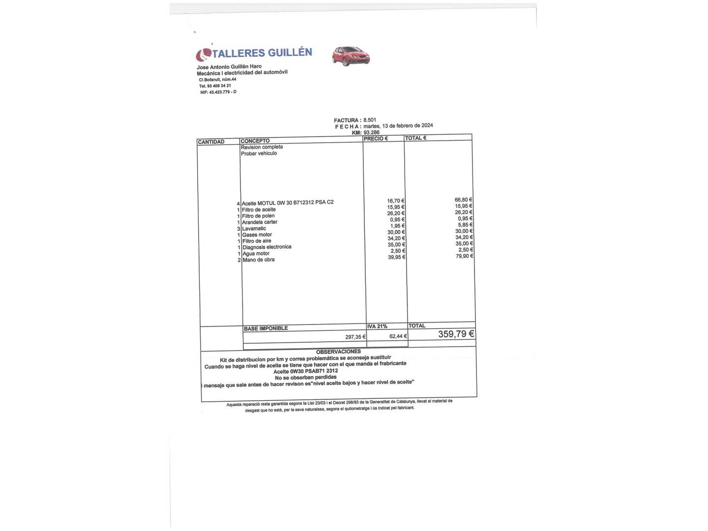 Foto del mantenimiento del Peugeot 2008 Peugeot 2008 PureTech 130 S&S GT Line (130 CV)