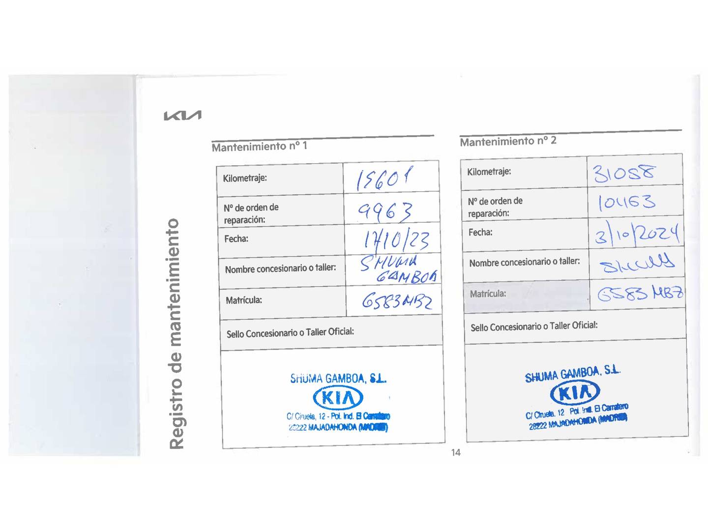 Foto del mantenimiento del KIA Stonic KIA Stonic 1.2 DPi Drive (84 CV)