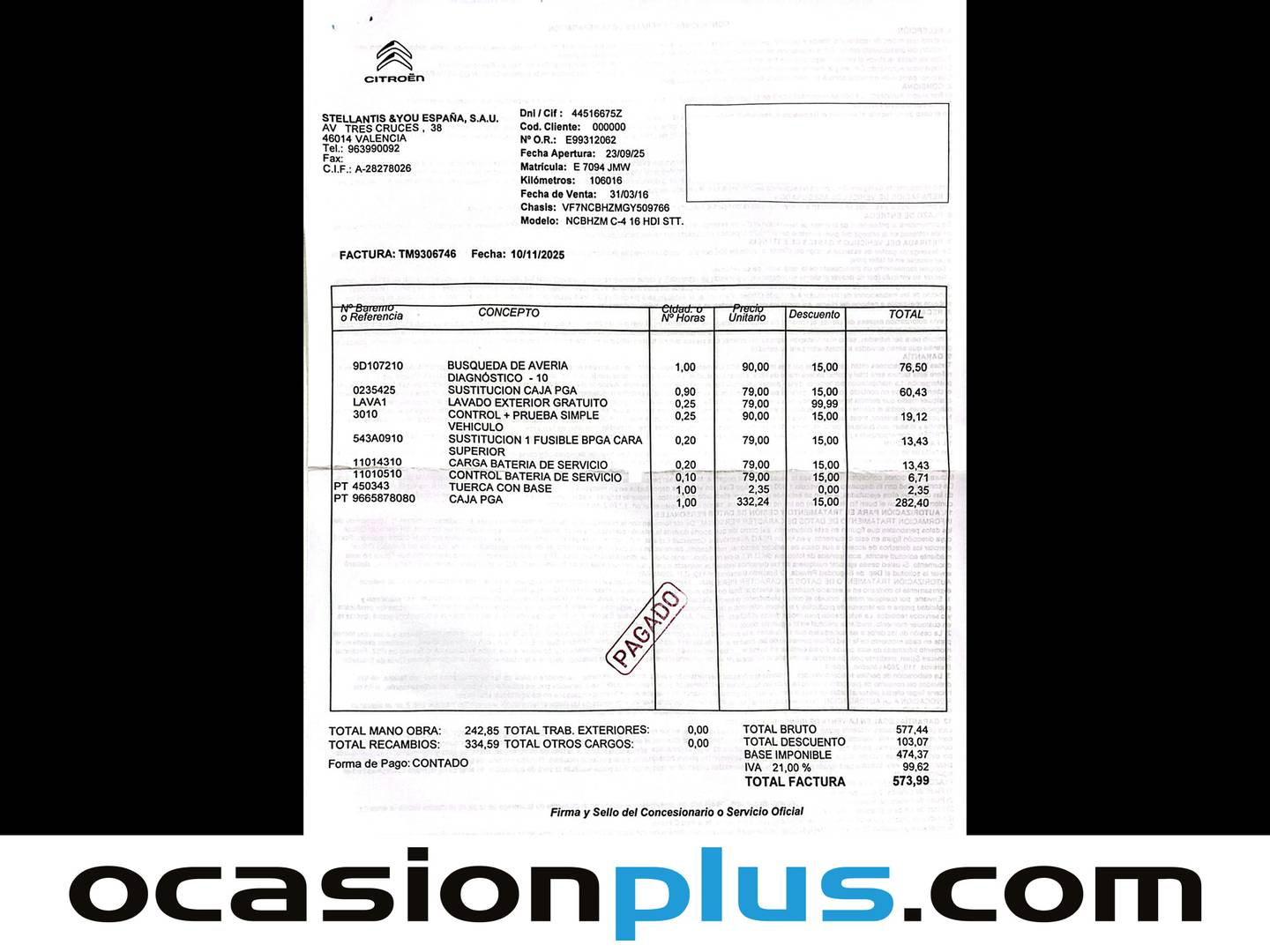 Foto del mantenimiento del Citroën C4 Citroën C4 BlueHDi 120 S&S Feel Edition (120 CV)