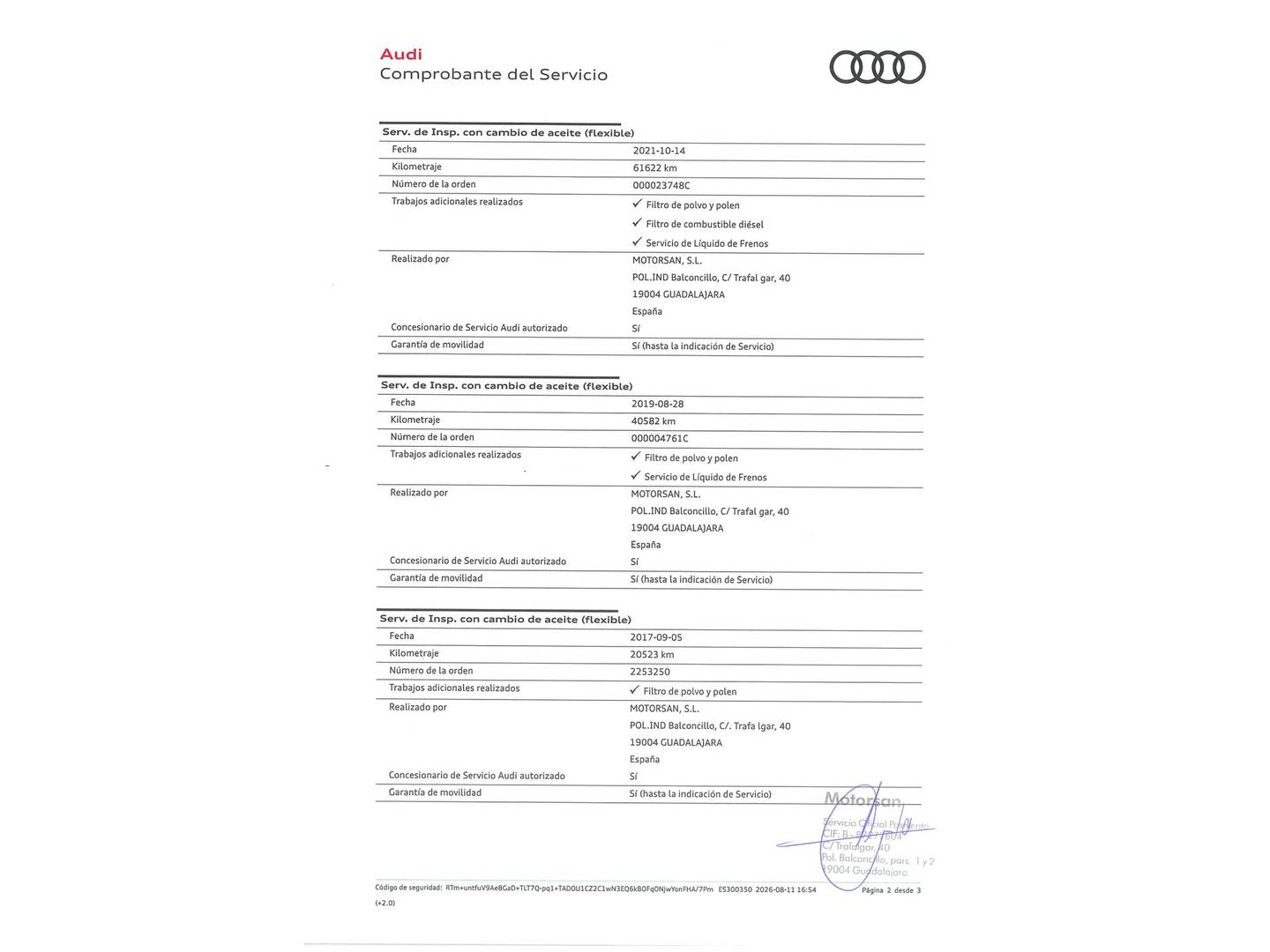 Foto del mantenimiento del Audi A4 Audi A4 S line edition 2.0 TDI clean diesel (150 CV)