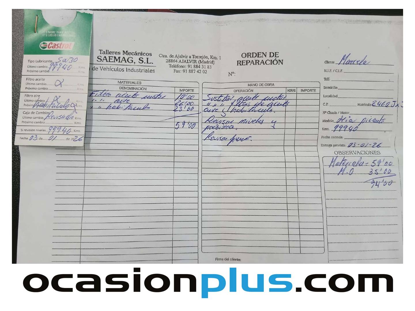 Foto del mantenimiento del KIA Picanto KIA Picanto 1.0 CVVT Eco-Dynamics x-Tech16 (66 CV)