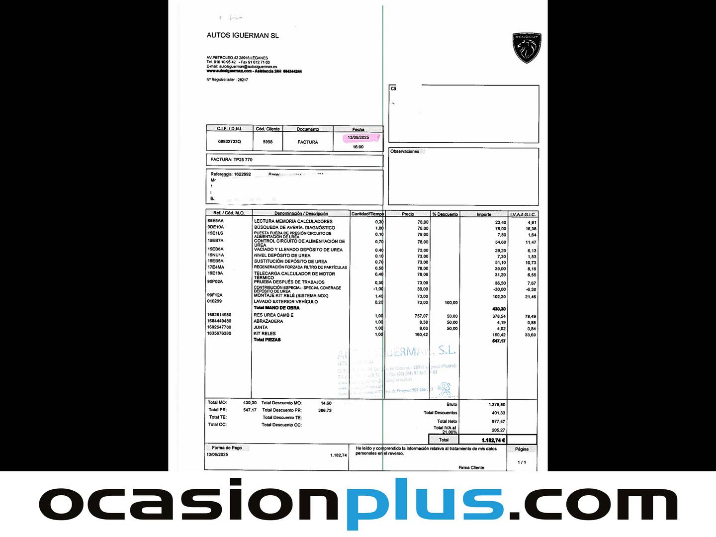 Foto del mantenimiento del Peugeot 5008 Peugeot 5008 1.6 BlueHDi Active EAT6 S&S (120 CV)  7 Plazas
