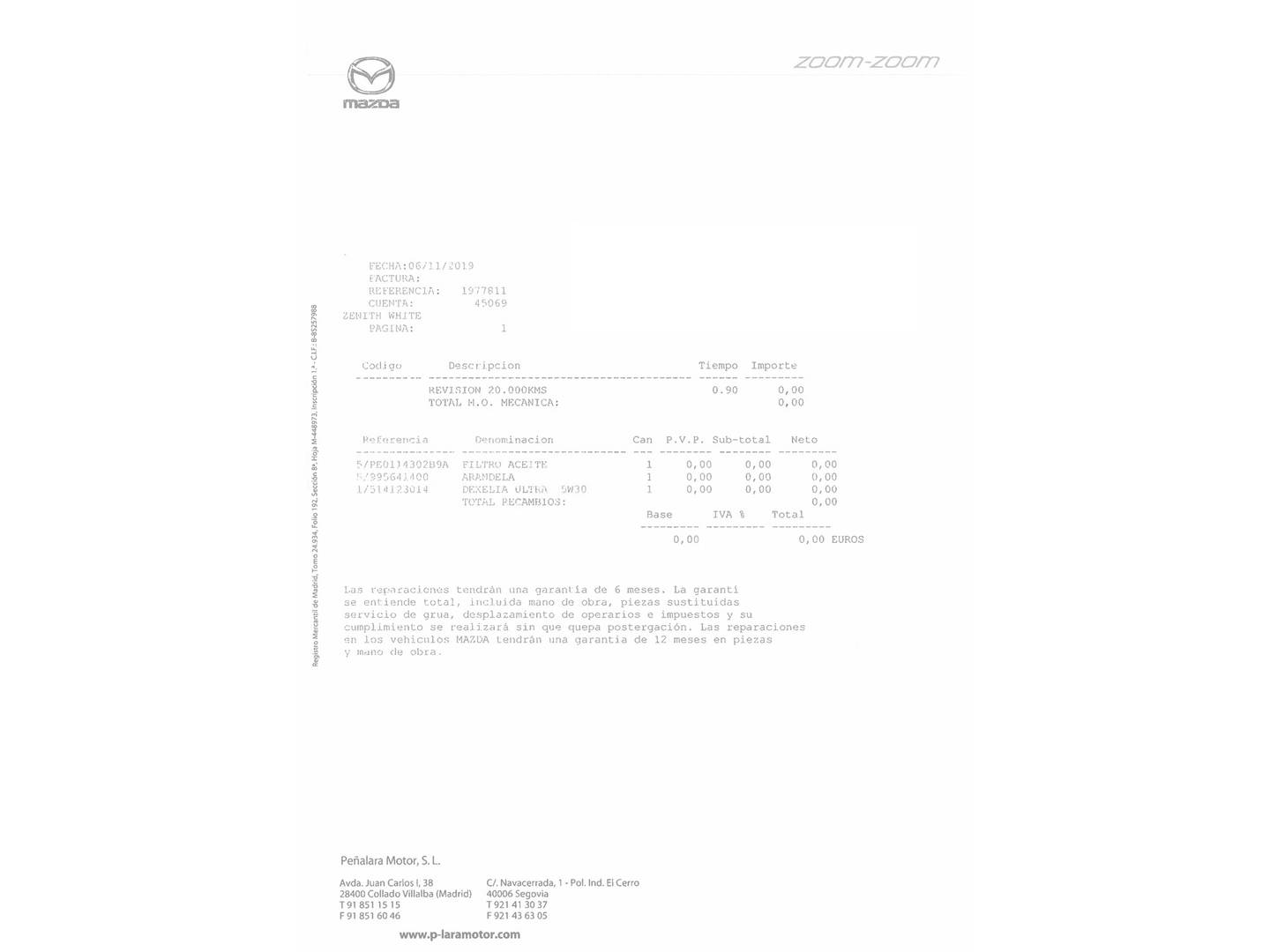 Foto del mantenimiento del Mazda CX-5 Mazda CX-5 2.0 G Zenith White 2WD AT (165 CV)