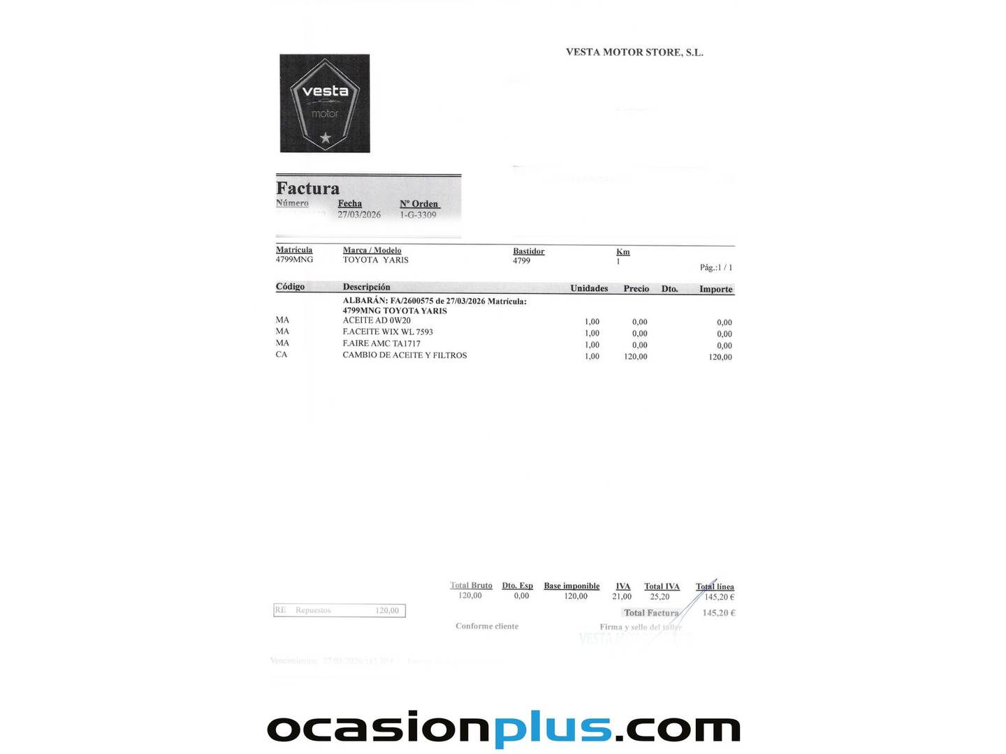 Foto del mantenimiento del Toyota Yaris Cross Toyota Yaris Cross 120H Business Plus (116 CV)
