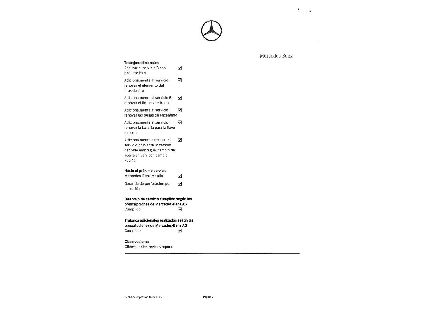 Foto del mantenimiento del Mercedes CLA Mercedes CLA 180 (136 CV) PACK AMG