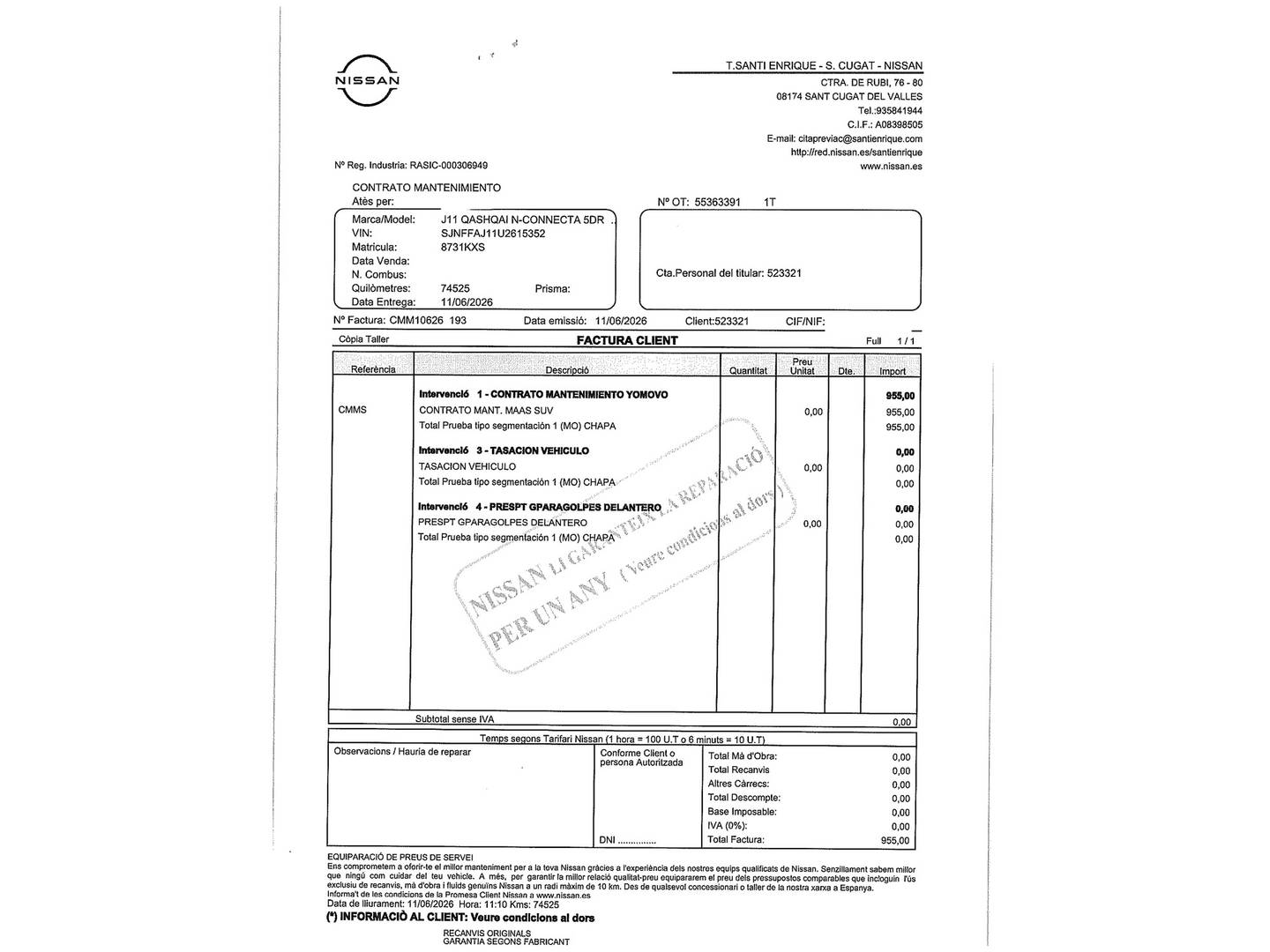 Foto del mantenimiento del Nissan QASHQAI Nissan Qashqai DIG-T 160 N-Connecta 4x2 DCT (160 CV)