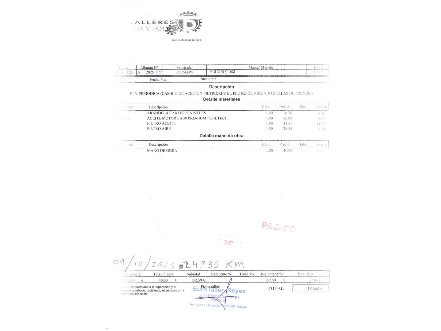 Foto del mantenimiento del Peugeot 308 Peugeot 308 PureTech 110 S&S Allure Pack (110 CV)