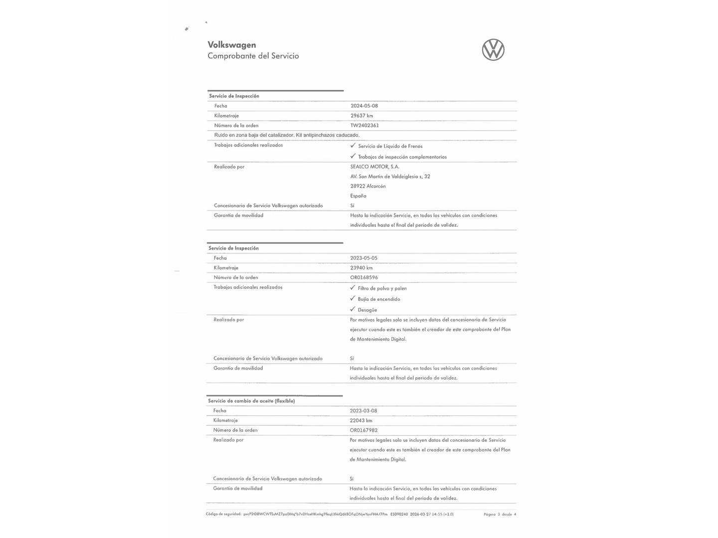 Foto del mantenimiento del Volkswagen T-Roc Volkswagen T-Roc Advance Style 1.5 TSI (150 CV)