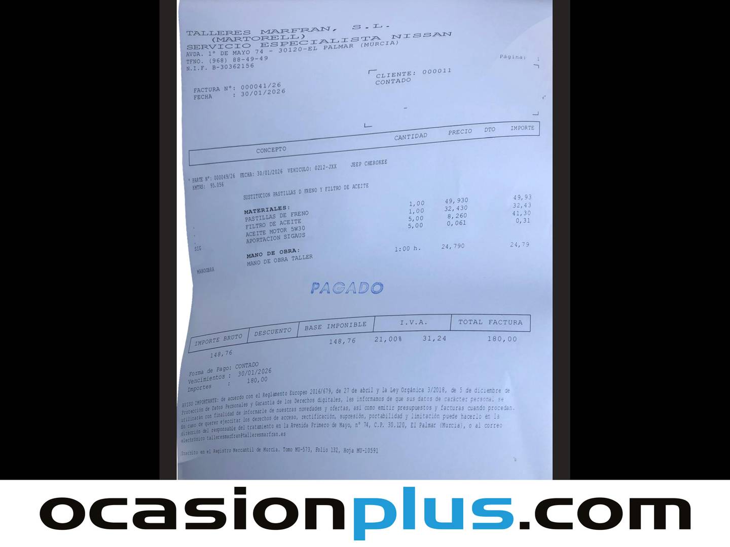 Foto del mantenimiento del Jeep Cherokee Jeep Cherokee 2.2 CRD Longitude Auto 4x4 AD I (185 CV)