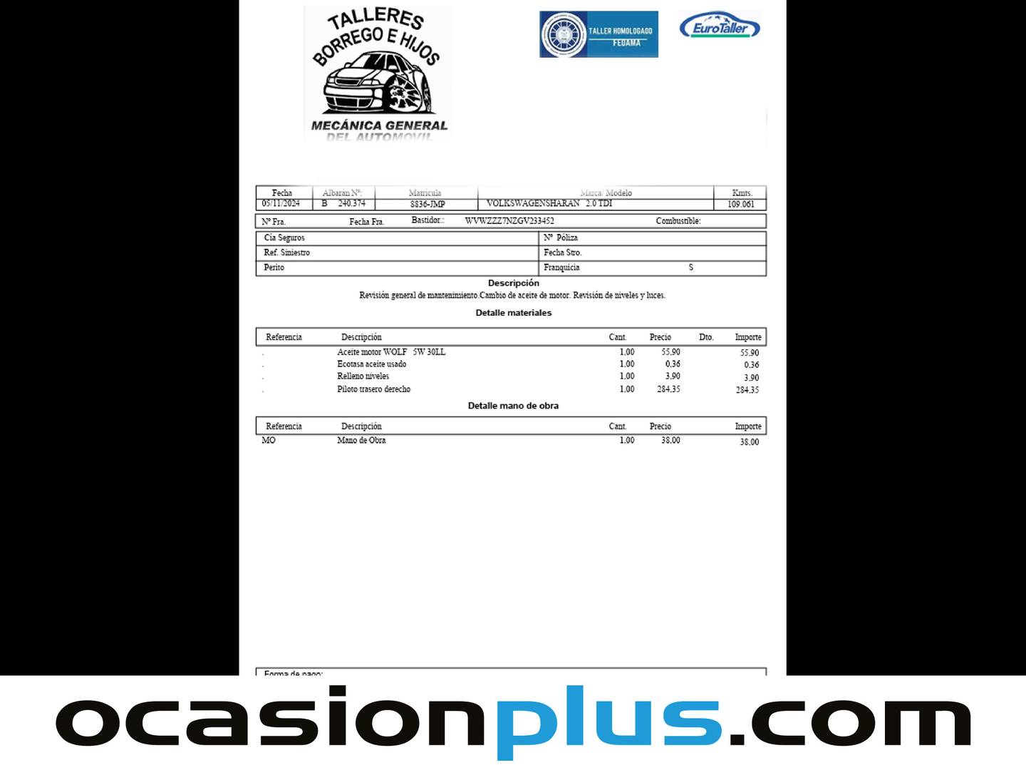 Foto del mantenimiento del Volkswagen Sharan Volkswagen Sharan Advance 2.0 TDI BMT (150 CV) DSG 7 Plazas