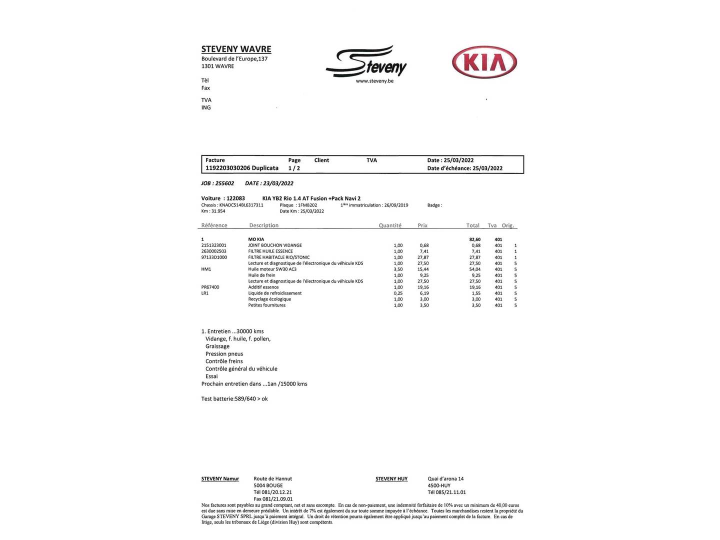 Foto del mantenimiento del KIA Rio KIA Rio 1.0 T-GDi Eco-Dynamics Drive (120 CV)