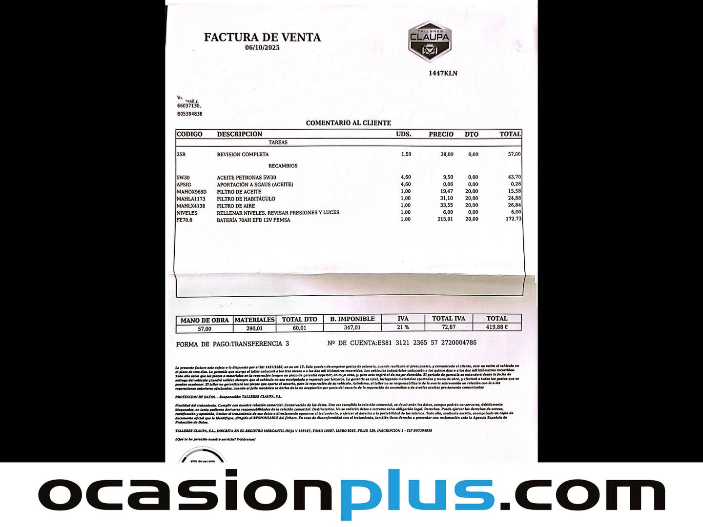 Foto del mantenimiento del Nissan QASHQAI Nissan Qashqai DIG-T 115 N-Connecta (115 CV)