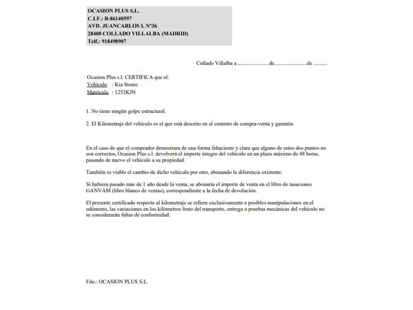 Foto del certificado del KIA Stonic KIA Stonic 1.0 T-GDi Eco-Dynamic Drive (120 CV)