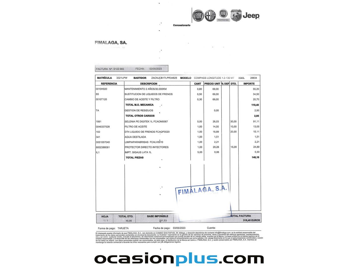 Foto del mantenimiento del Jeep Compass Jeep Compass 1.3 Gse T4 Longitude FWD MT (130 CV)