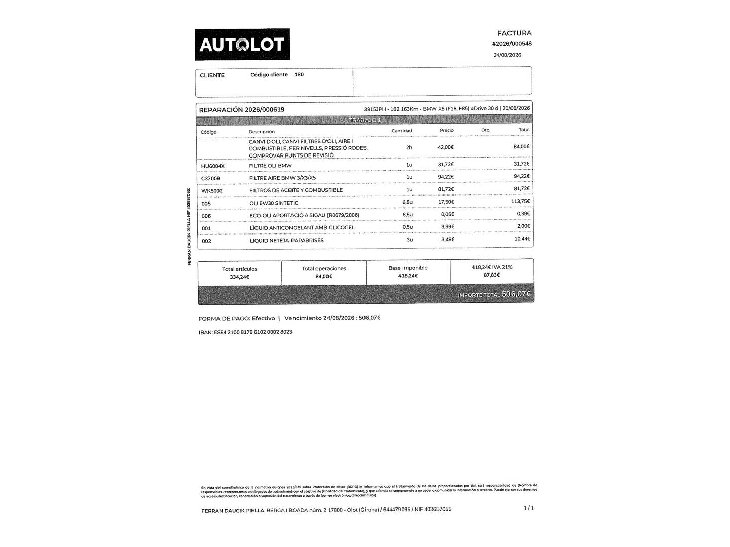 Foto del mantenimiento del BMW X5 BMW X5 xDrive30d (258 CV)