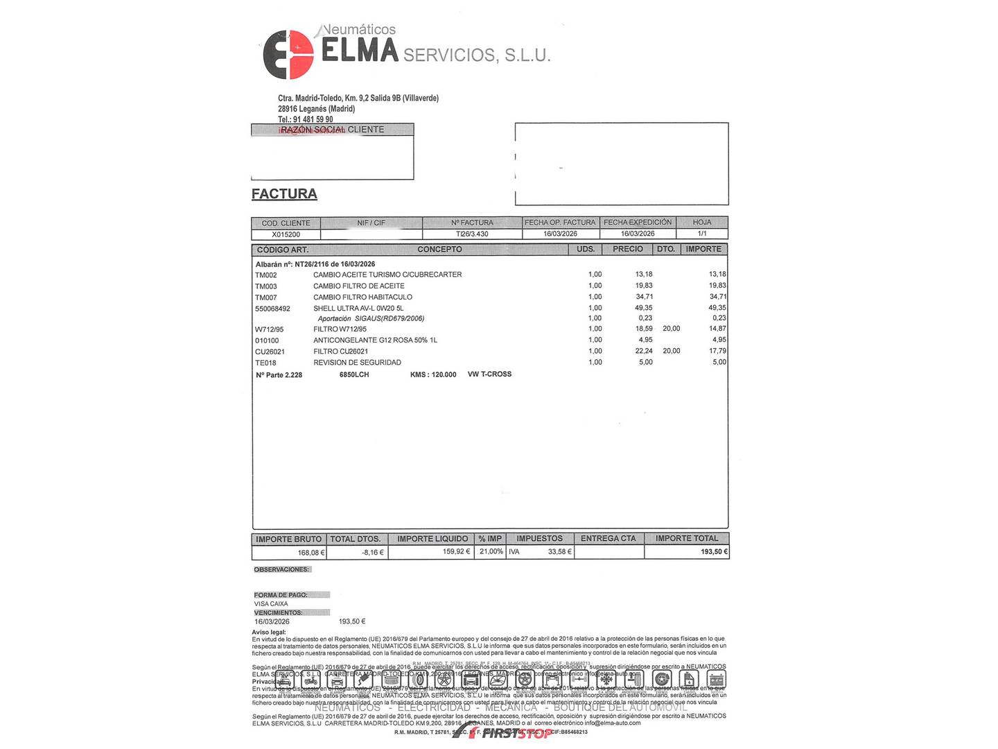 Foto del mantenimiento del Volkswagen T-Cross Volkswagen T-Cross Sport 1.0 TSI (115 CV) DSG
