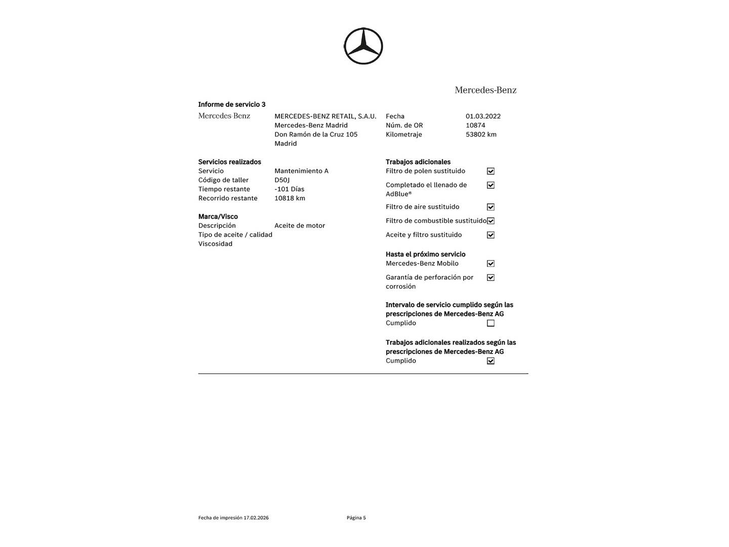 Foto del mantenimiento del Mercedes Clase GLC Mercedes GLC 220 d 4Matic (170 CV)