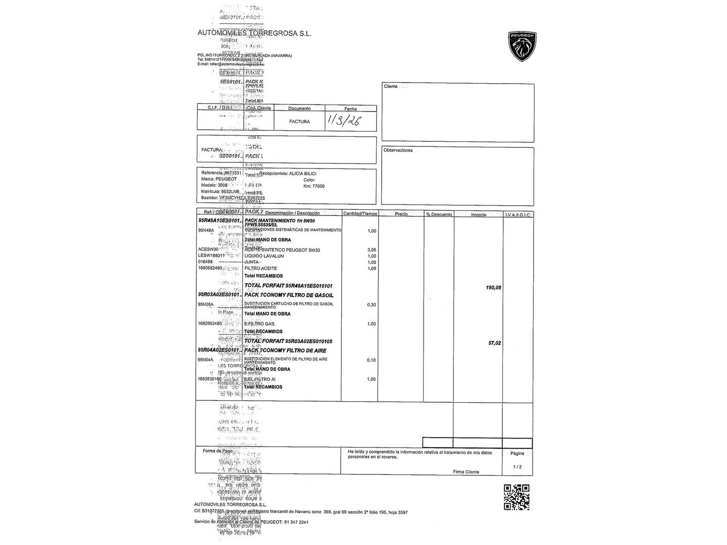Foto del mantenimiento del Peugeot 3008 Peugeot 3008 BlueHDi 130 S&S Allure (130 CV)