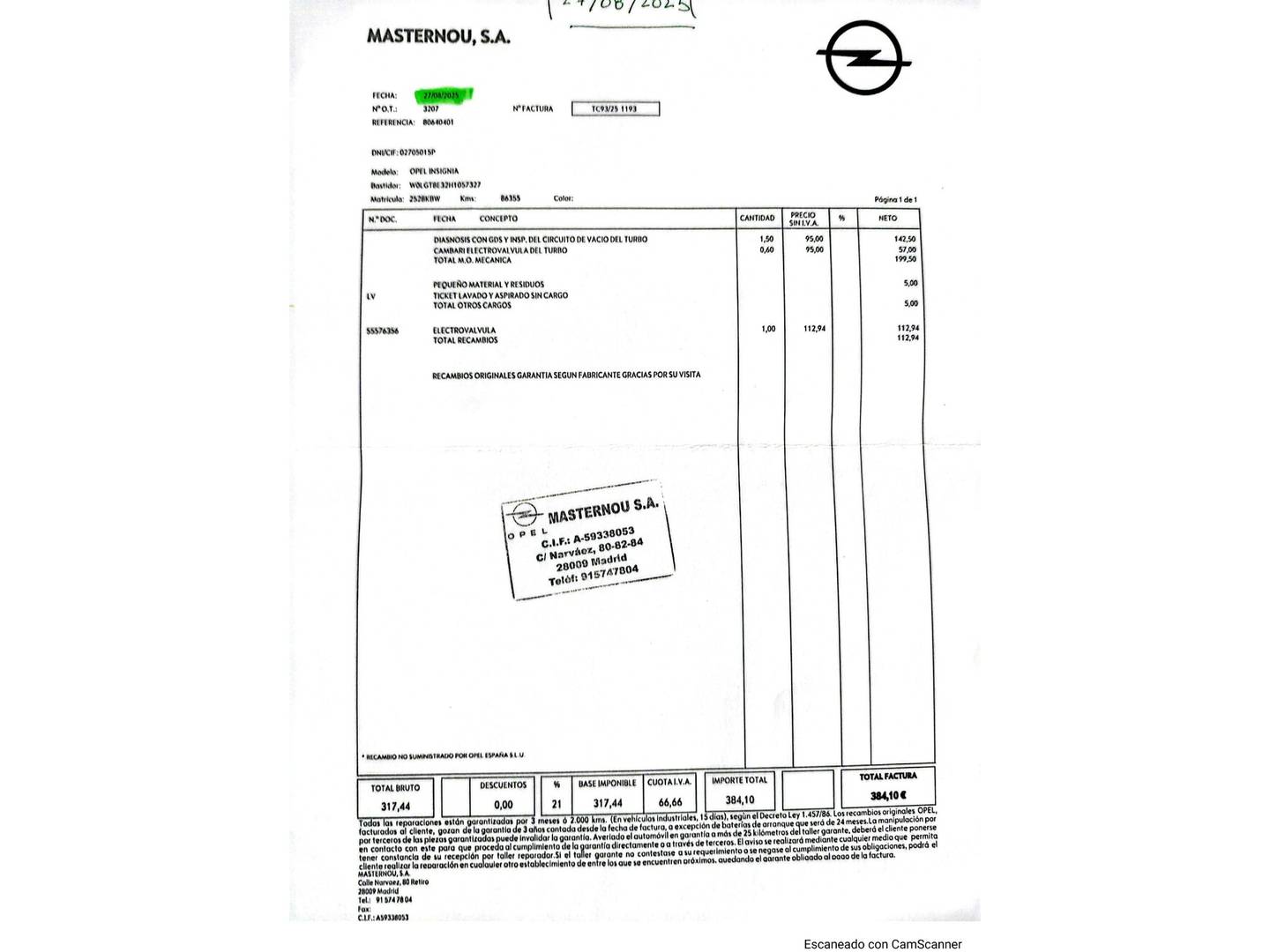 Foto del mantenimiento del Opel Insignia Opel Insignia Sports Tourer 1.6 CDTI S&S ecoFlex Excellence (136 CV)