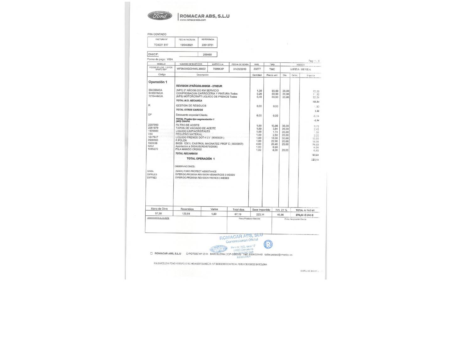 Foto del mantenimiento del Ford Focus Ford Focus 1.0 Ecoboost ST-Line (125 CV)