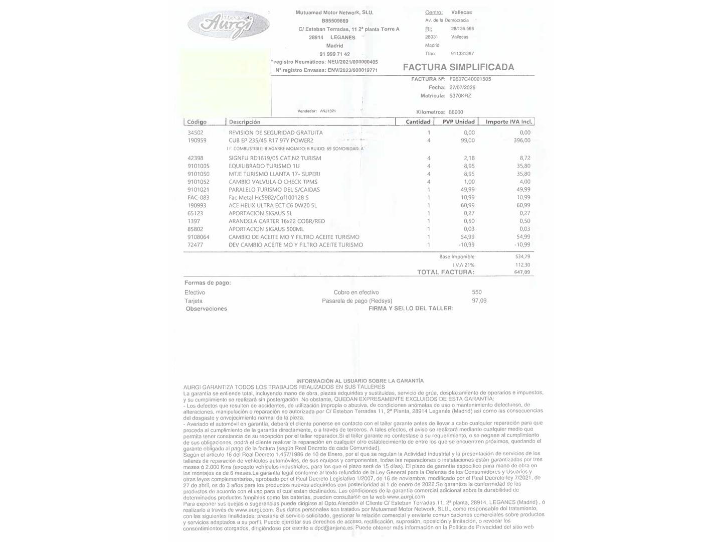 Foto del mantenimiento del Ford Puma Ford Puma 1.0 EcoBoost MHEV ST-Line (125 CV)