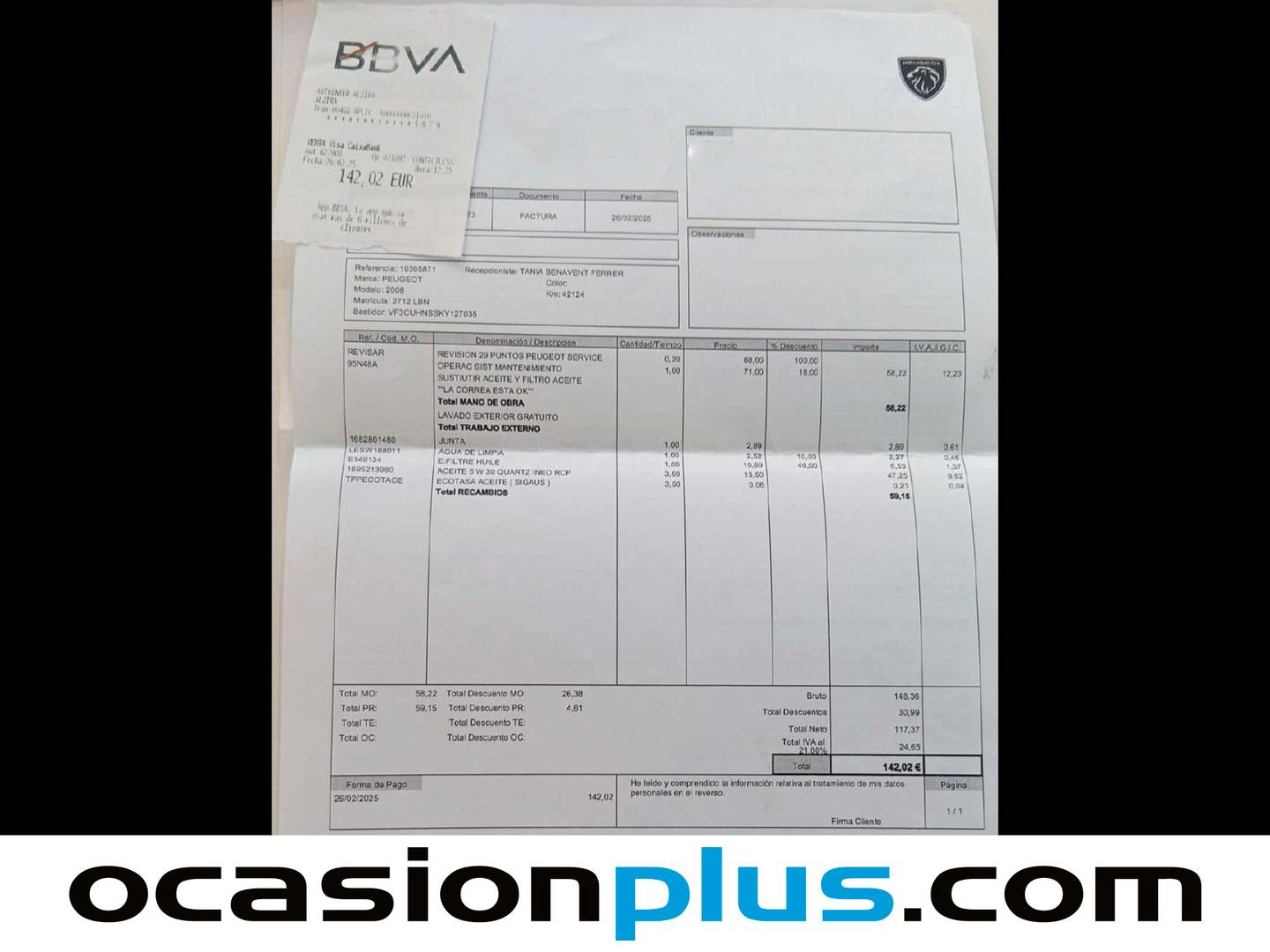 Foto del mantenimiento del Peugeot 2008 Peugeot 2008 PureTech 130 S&S Allure (130 CV)