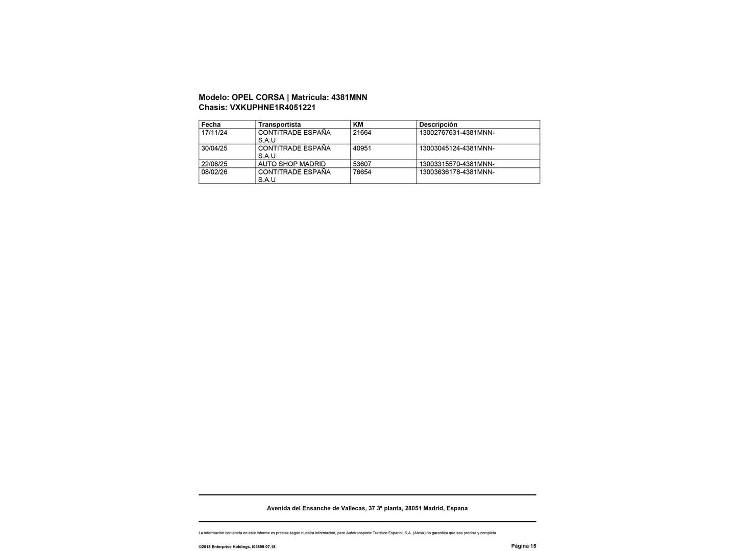 Foto del mantenimiento del Opel Corsa Opel Corsa 1.2 T XHL GS (100 CV)