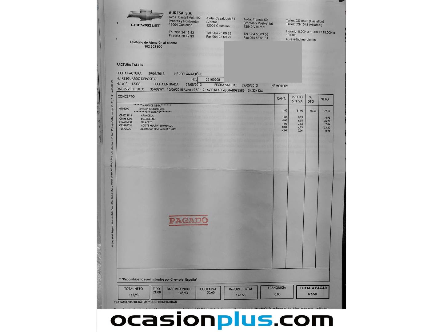 Foto del mantenimiento del Chevrolet Aveo Chevrolet Aveo 1.2 16v LS (84 CV)