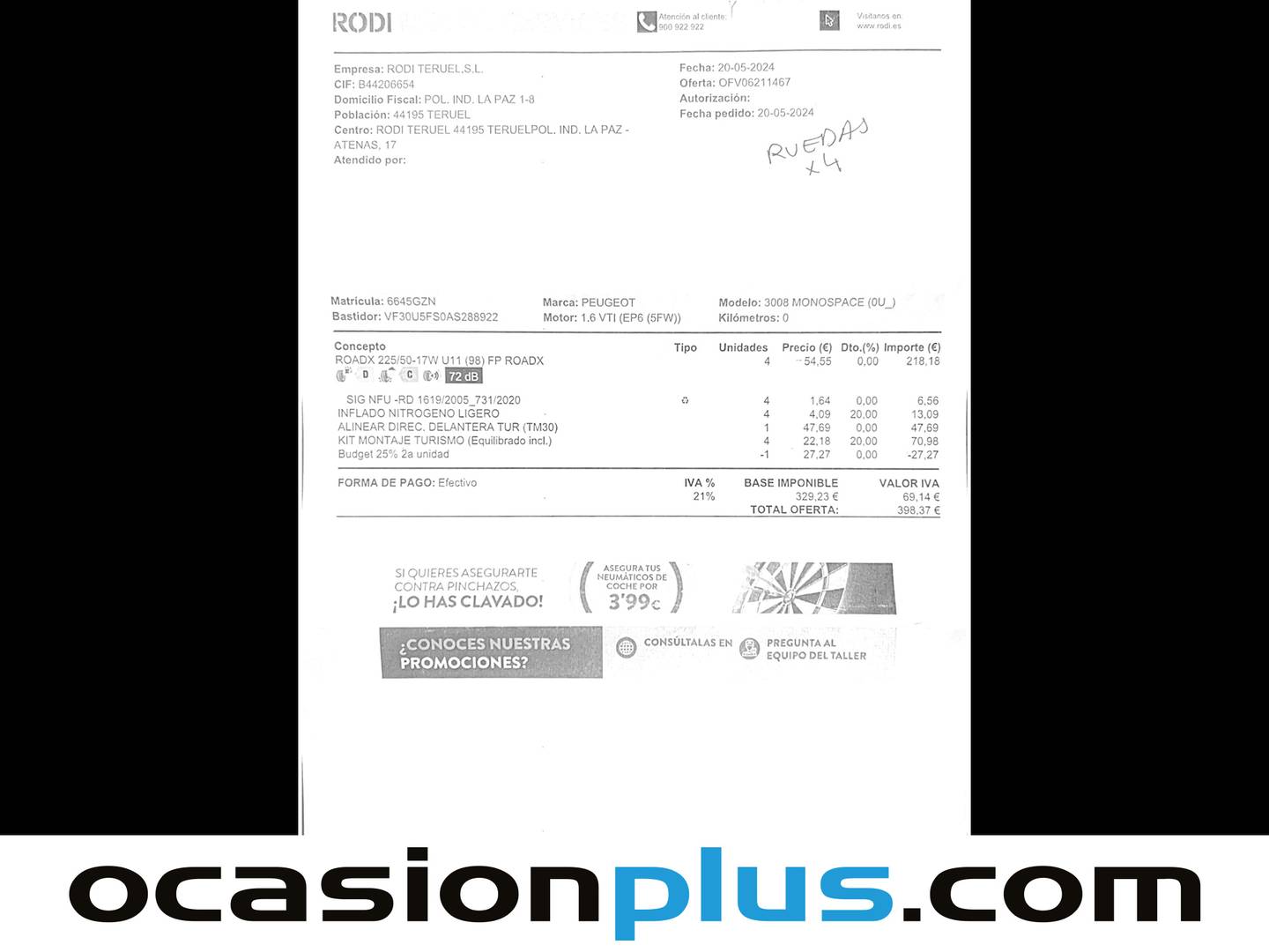 Foto del mantenimiento del Peugeot 3008 Peugeot 3008 1.6 VTI Premium (120 CV)