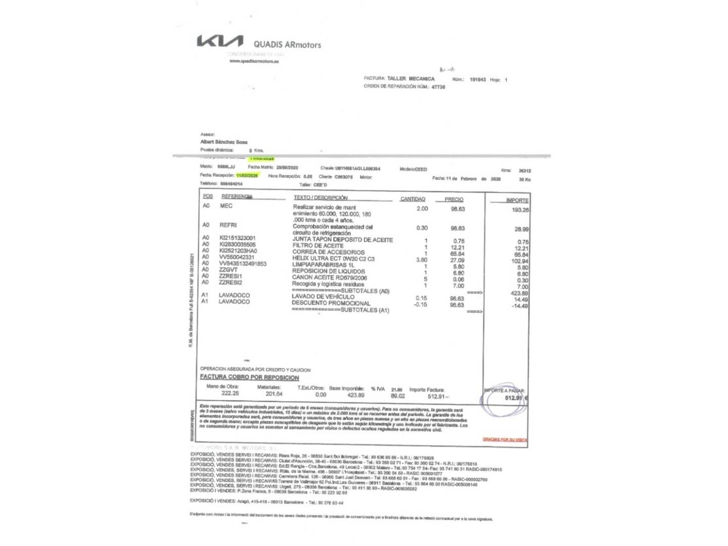 Foto del mantenimiento del KIA Ceed Tourer Kia Ceed Tourer 1.6 GDi PHEV eTech (141 CV)