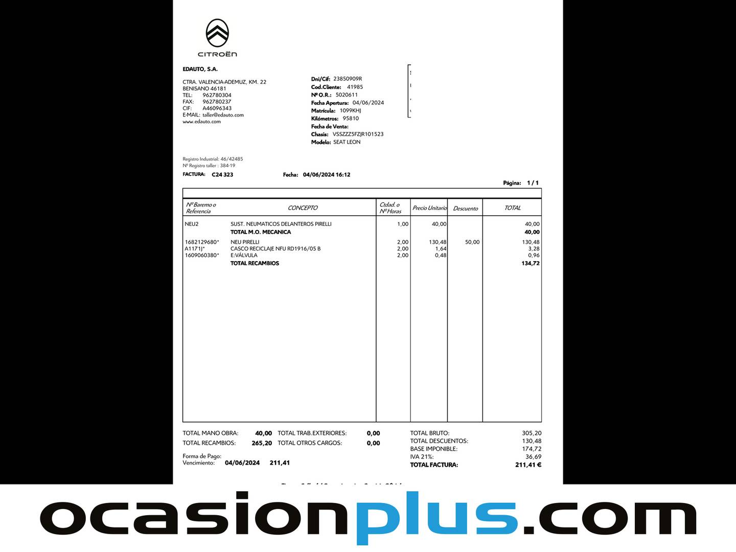 Foto del mantenimiento del Seat León Seat León 1.4 TSI S&S ACT FR Plus (150 CV)